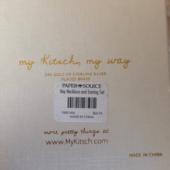 NWT KITSCH 14k Gold Key Necklace and Earrings Set - Picture 4 of 4